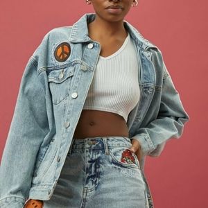 F21 Embroidery denim jacket